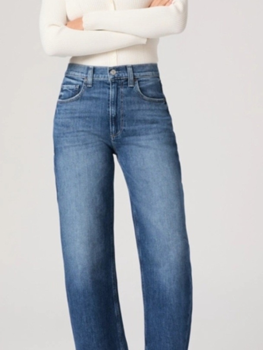 PAIGE  Cameron Ankle Wide Leg High-Rise Jeans in Medium Blue Wash Sz26